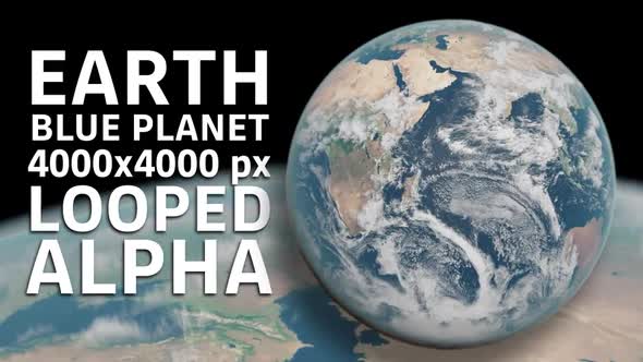Earth Looped with alpha channel 4000x4000px Southern hemisphere alt