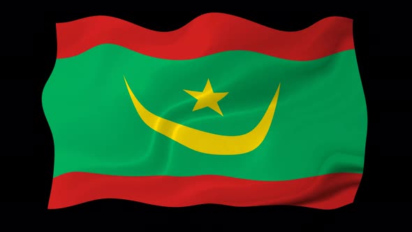 Flag Of Mauritania Wave Motion Black Background