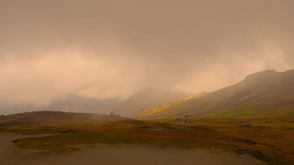 Beauty On Top Of The Mountain With Close Clouds.Mov