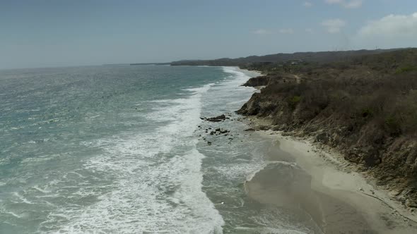 Rocky Untouched Beach Shoreline of Jalisco, Mexico - Aerial Drone View alt