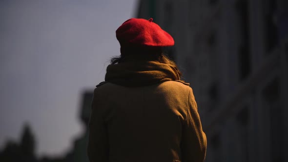 Disappointed girl left alone, loneliness in big city, depression after break up alt