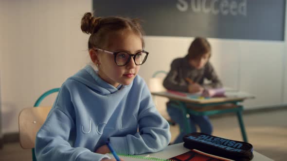 Pupil Sitting at School Desk alt