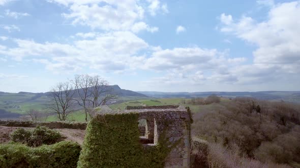 Aerial View over a Castle Ruin. Hegau Germany. Part 1 - 4K alt
