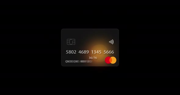 Neutral Credit Card on Black Transparent Background Rendered with the Glassmorphism Effect