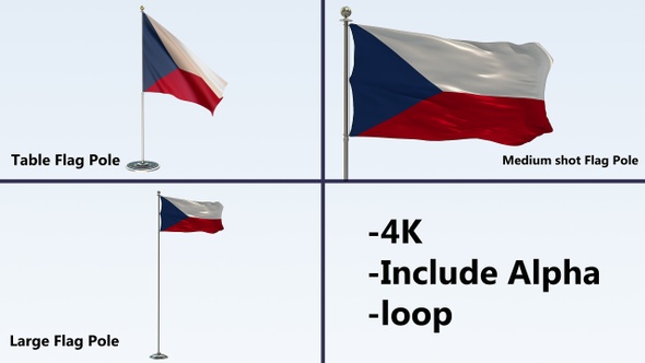 Czech Republic Flag Pole Pack 4k-Loop alt