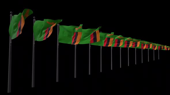 Row Of Zambia Flags With Alpha 2K  alt