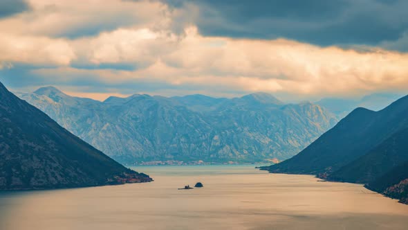 The Cloudy Sky of the Side of the Kotor Bay, the Cyclone Forms Thunderclouds alt