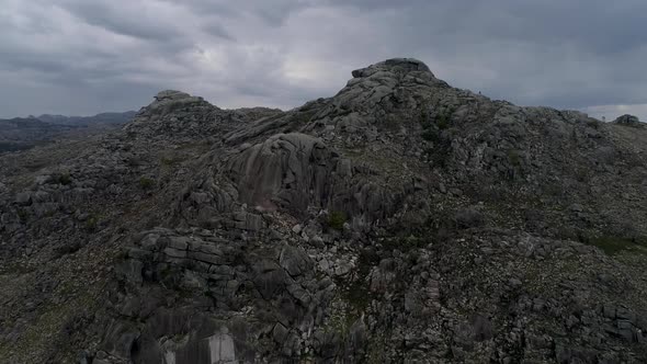 Shooting From Drone Gorgeous Natural Mountain Cliff Summit By Cloudy Landscape alt