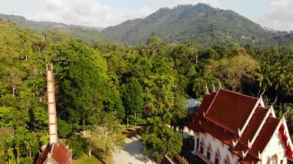 Classic Buddhist Temple Between Forest. From Above Drone View Classic ...