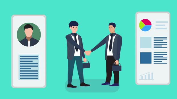 Businessmen shaking hands and dealing 4K animation