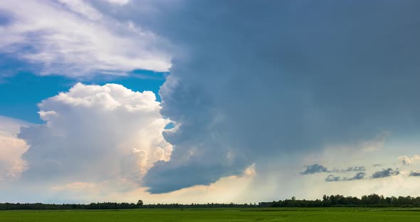 Storm Clouds Over Field Light Precipitation Supercell Extreme Weather Dangerous Storm