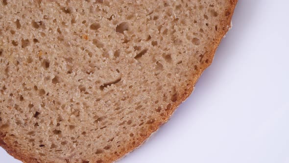 slice of bread rotates close-up