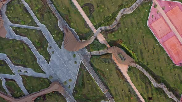 Drone Aerial Zoom Out of ZILART Park in Moscow alt