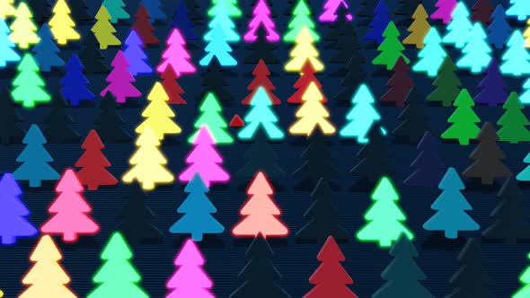 Christmas Card with Multicolor Garland Light Bulbs in Form of Christmas Tree on Plane alt