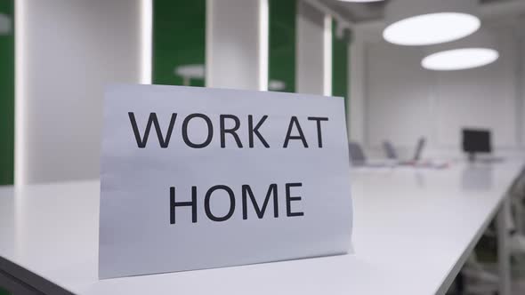 Closeup Work at Home Announcement in Empty Business Office Indoors alt