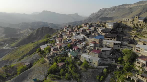 Aerial View of of the Village Aul in Dagestan alt