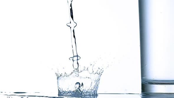 980002 Water being poured near Glass against White Background, Slow Motion alt