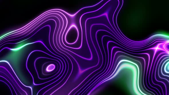 Violet And Green Neon Glowing Liquid Waves