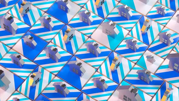 3D motion graphics of moving houses alt