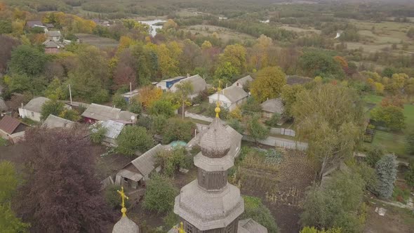 Wooden Cossacks St George Church in Ukrainian Village Sedniv Near Chernihiv