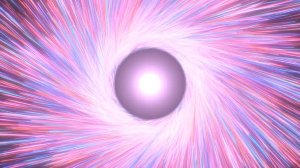 Relaxing Vortex of Pink Glowing Neon Light Ray Beams Spiral Outward alt