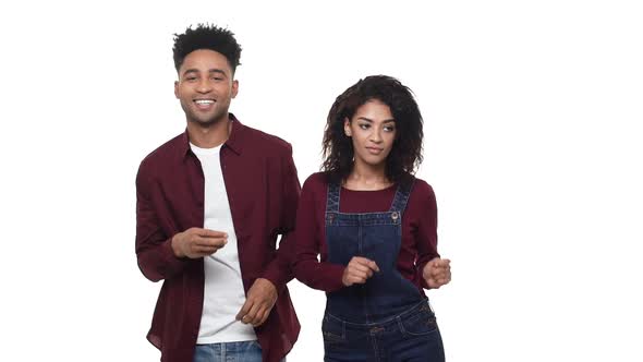 An African American Couple Dance on White Isolated Studio Screen.