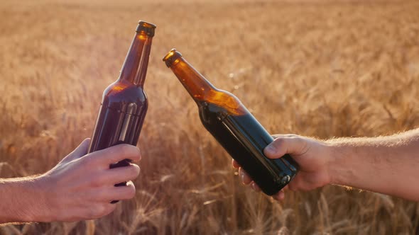 Drink Beer Against the Yellow Wheat Background alt