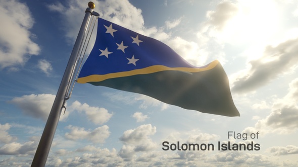 Solomon Islands Flag on a Flagpole alt