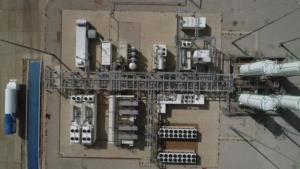 Top View of the Compressor Station for the Production of Oxygen and Nitrogen