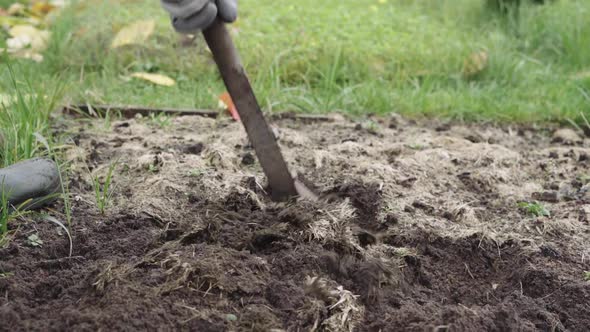 Plowing Land in Dry Grass Beds for Winter Preparation, Stock Footage