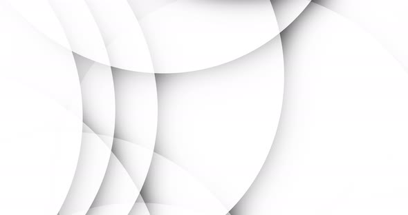 Clean white abstract background with circles rotating. Seamless loop animation. 4K resolution