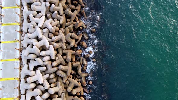 Aerial Drone View of a Breakwater