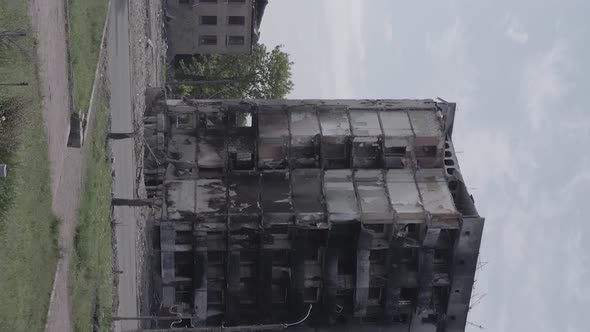Vertical Video of a House Destroyed By the War in Ukraine alt