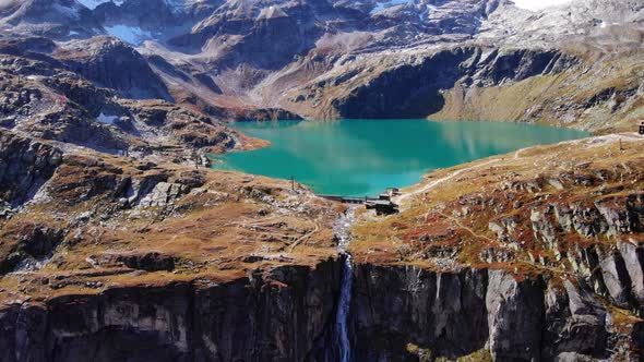 Cascading Stream On Steep Crags From Weisssee Reservoir At Hohe Tauern National Park In Austria. Aer alt