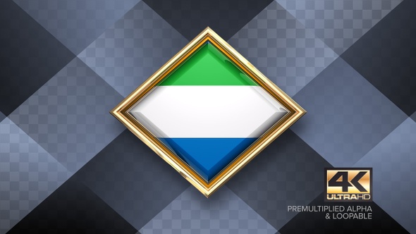 Sierra Leone Flag Rotating Badge 4K Looping with Transparent Background