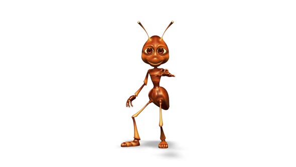 Cartoon 3D Ant Dance  Looped on White Background alt