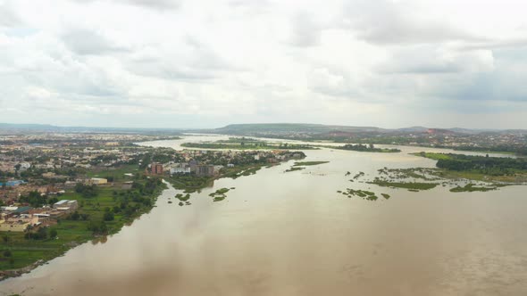 Africa Mali City And River Aerial View 8