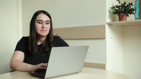 Female Employee Speak Talk Video Call with Diverse Colleagues Online Briefing alt