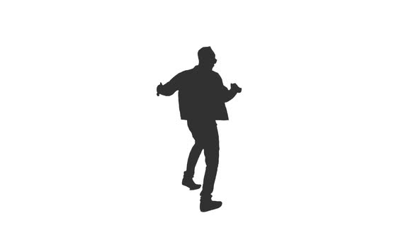 Black and White Silhouette of Dancing Young Man
