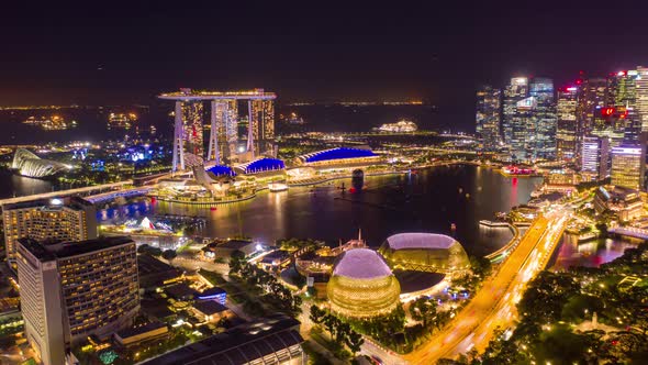 aerial view hyperlapse 4k video of Singapore City Skyline. alt