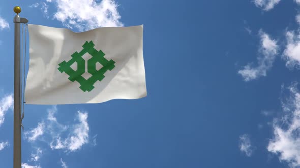 Fukui City Flag Japan On Flagpole alt