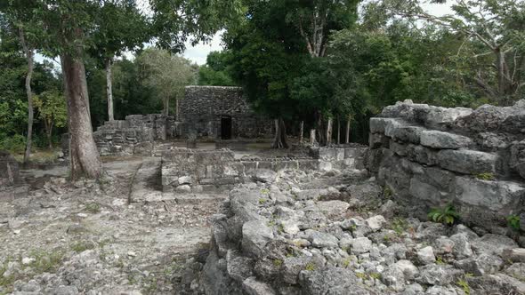 Ruins of Ancient Mayan City in San Gervasio Cozumel Island in Mexico