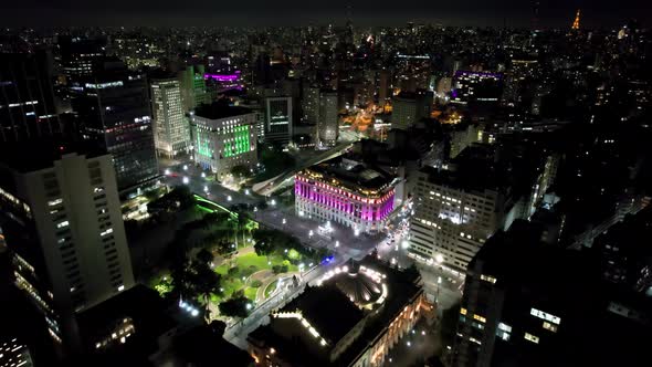 Night Sao Paulo cityscape. Night city landscape of downtown urban alt