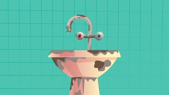 Old Sink Rusty Faucet Flowing Water alt