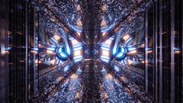 A 3D Illustration of  FHD 60FPS Kaleidoscopic Futuristic Tunnel
