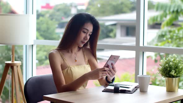 Young pretty woman use smart watch contactless payment 