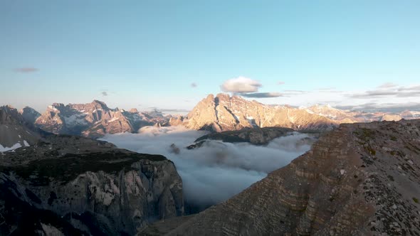 Aerial Fly Over Dolomites Mountains in Italy South Tyrol