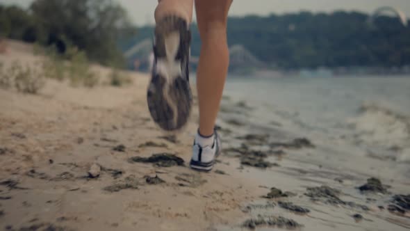 Runner Cardio Exercising Outdoor.Marathon Athlete Jogger Legs.Triathlete Training For Triathlon Race alt