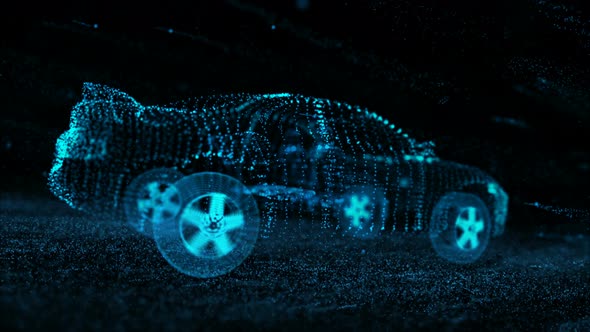 Abstract Futuristic Car on Dark Background