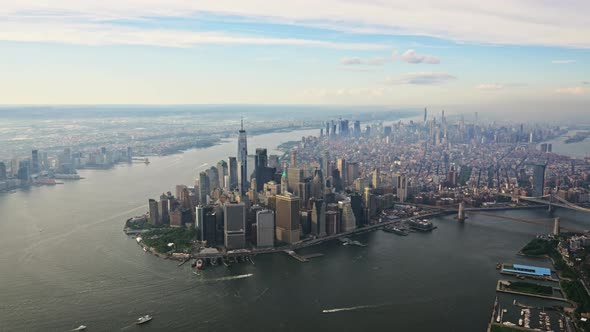 Aerial View of a New York Manhattan Filmed From a Helicopter alt